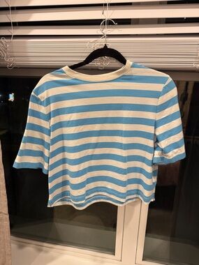 a new day Blue and White Striped Tee